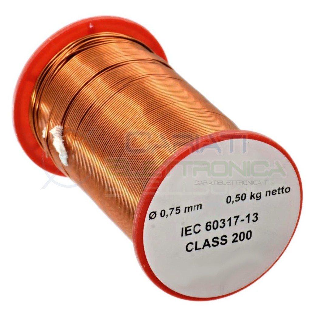 Rotolo filo Cavo bobina di rame singolarmente smaltato da 0,75mm 0,5Kg per avvolgimentiSynflex