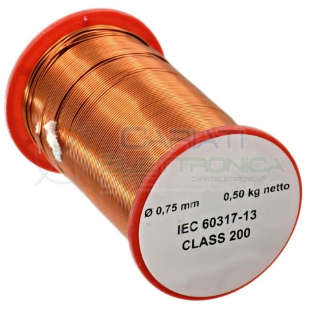 Rotolo filo Cavo bobina di rame singolarmente smaltato da 0,75mm 0,5Kg per avvolgimentiSynflex