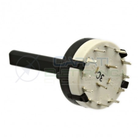 Selettore rotativo 2 vie 6 posizioni Commutatore con Albero 29mmTaiwan alpha electronic