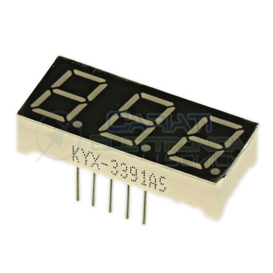 1 Pezzo Display 0.39" 10mm 7 Segmenti Rosso Catodo Comune 3 Cifre Digit