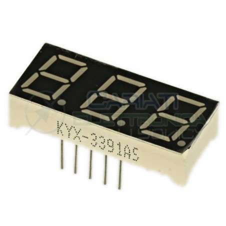 1 Pezzo Display 0.39" 10mm 7 Segmenti Rosso Catodo Comune 3 Cifre Digit