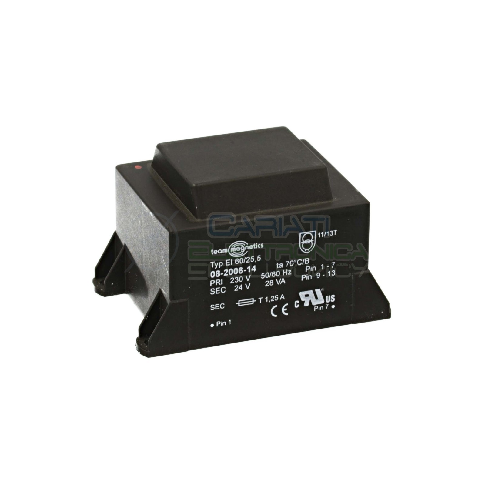 Trasformatore alimentatore incapsulato 28VA 24Vdc Ingresso 230V Ac Uscita 1x24V DC
