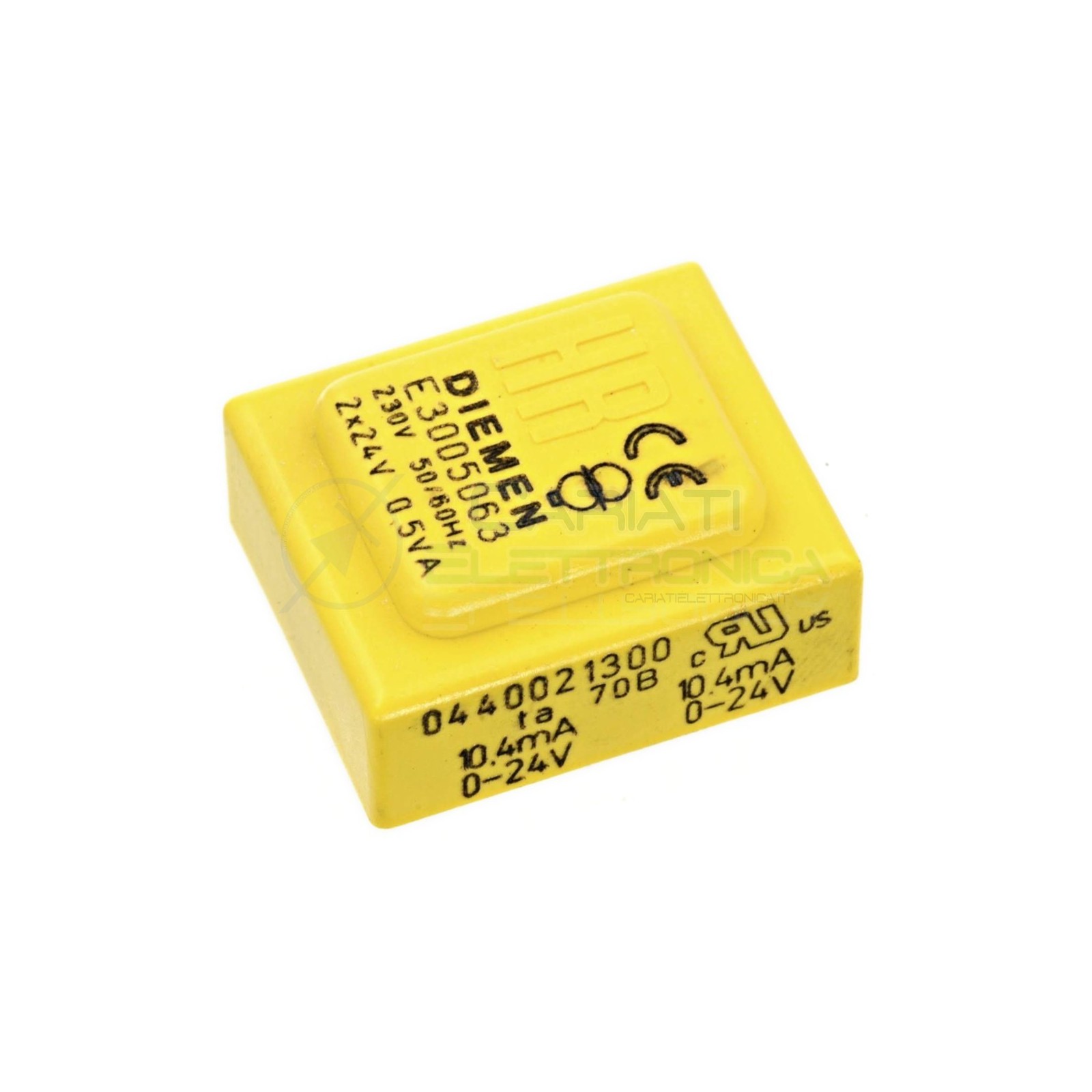 Trasformatore alimentatore incapsulato doppia uscita 2x 24V ac 0,5VA Ingresso 230V Ac