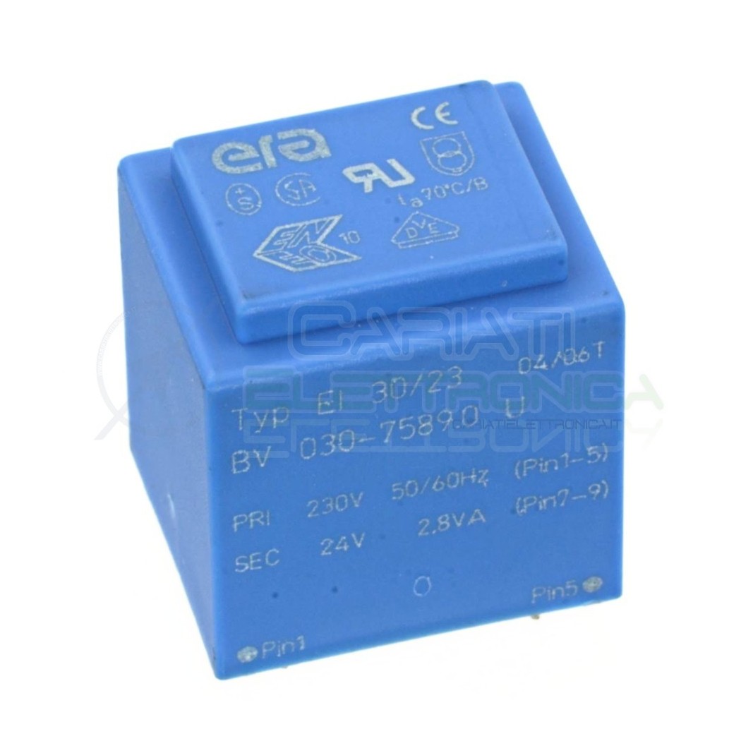 Trasformatore alimentatore incapsulato uscita 24V ac 2,8VA Ingresso 230V Ac Era