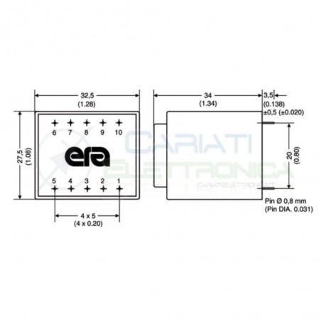 Trasformatore alimentatore incapsulato uscita 24V ac 2,8VA Ingresso 230V Ac Era