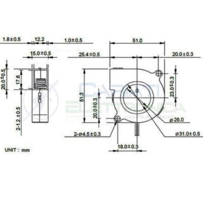Ventola turbo 24V 0,12A 50x50x15mm raffreddamento stampante 3D Generico