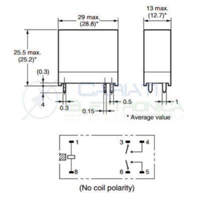 Relè OMRON G2R-2A bobina da 12Vdc 5A 250Vac 5A 30Vdc DPST