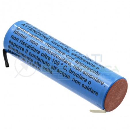 Batteria 18650 ricaricabile pila 18650 2600mah 3.7v li-ion MKC con terminali a saldare MKC