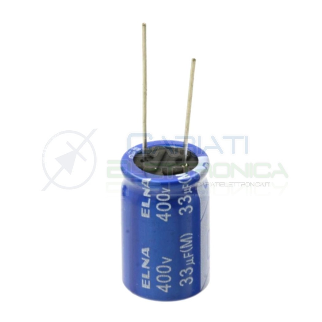 Condensatore Elelettrolitico 33 uF 33uF 400V 16X25 85° PASSO 7,5mm Elna Elna