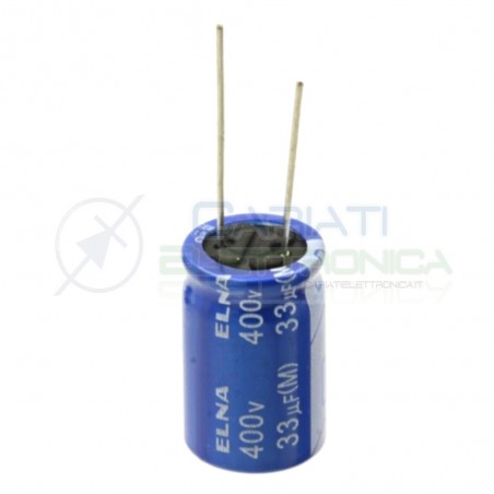 Condensatore Elelettrolitico 33 uF 33uF 400V 16X25 85° PASSO 7,5mm Elna Elna