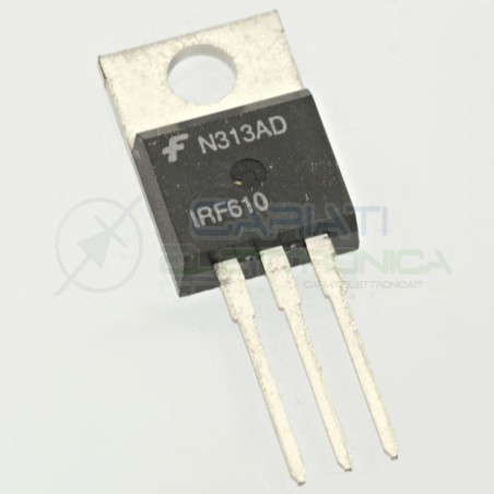 2 PEZZI TRANSISTOR MOSFET Fairchild IRF610 Canale N TO-220 3,3A 200V 36WATT