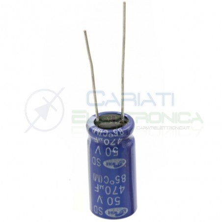 5 PEZZI CONDENSATORE ELETTROLITICO 470uF 470 uF 50V 85° 21x10mm