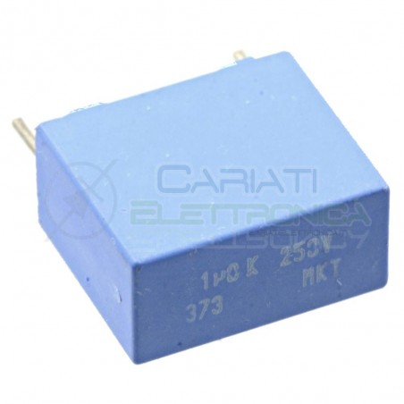 Condensatore in Poliestere MKT 1uF 1 uF 250V Passo 15mm 10% Vishay