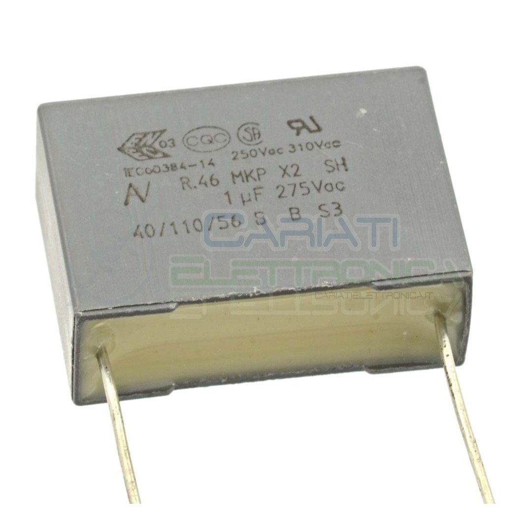 1 PEZZO Condensatore in Polipropilene R46 X2 1uF 1 uF 275V Passo 22,5mm 20%Kemet