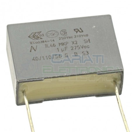 Condensatore in Polipropilene R46 X2 1uF 1 uF 275V Passo 22,5mm 20% Kemet
