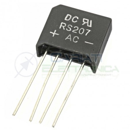 2 pcs Single-phase bridge rectifie RS207 1000V 2A Dc ComponentsDC COMPONENTS