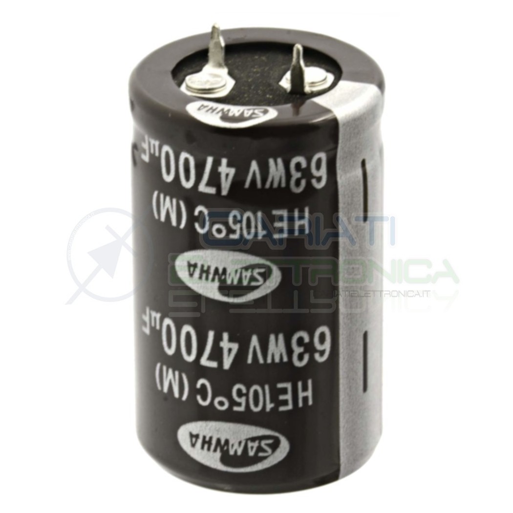 Condensatore elettrolitico SAMWHA SNAP IN 4700uF 4700 uF 63V 105°C 25 x 40mm Samwha