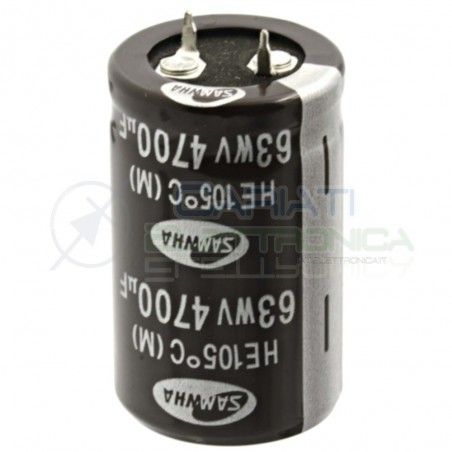 Condensatore elettrolitico SAMWHA SNAP IN 4700uF 4700 uF 63V 105°C 25 x 40mm Samwha