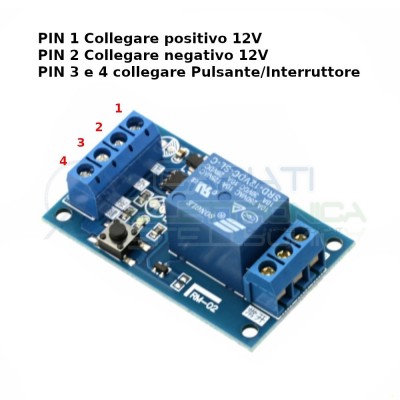Scheda Relay Relè BISTABILE 12V Dc 10A Singolo 1 Scambio SONGLE SRD-12VDC-SL-C SPDT PCBGenerico