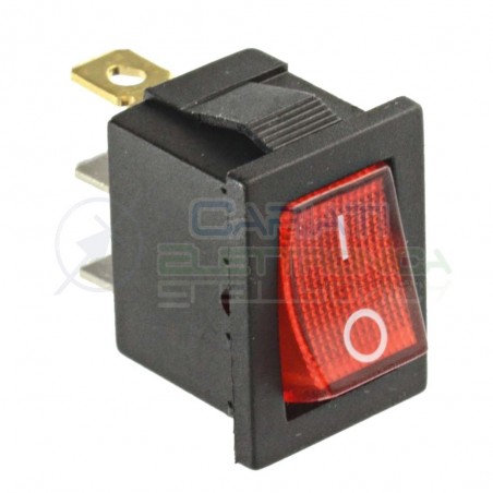 Interruttore Rosso a Bilanciere 0 1 ON OFF 6A 250V da pannello con Luce SPST