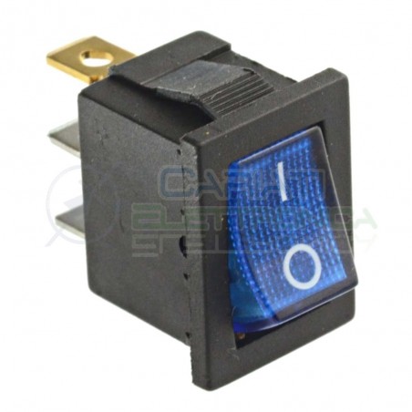 Interruttore Blu a Bilanciere 0 1 ON OFF 6A 250V da pannello con Luce SPST