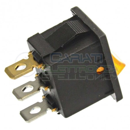 Interruttore Giallo a Bilanciere 0 1 ON OFF 6A 250V da pannello con Luce SPST