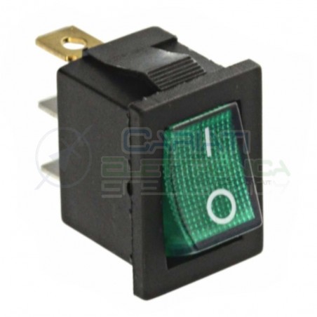 Interruttore Verde a Bilanciere 0 1 ON OFF 6A 250V Da Pannello Con Luce SPST