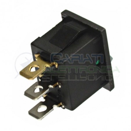 Interruttore Verde a Bilanciere 0 1 ON OFF 6A 250V Da Pannello Con Luce SPST