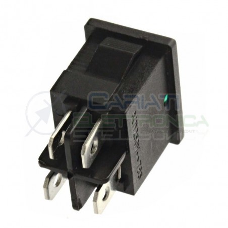 Interruttore Verde A Bilanciere Bipolare ON OFF 6A 250V Da Pannello Con Luce DPST