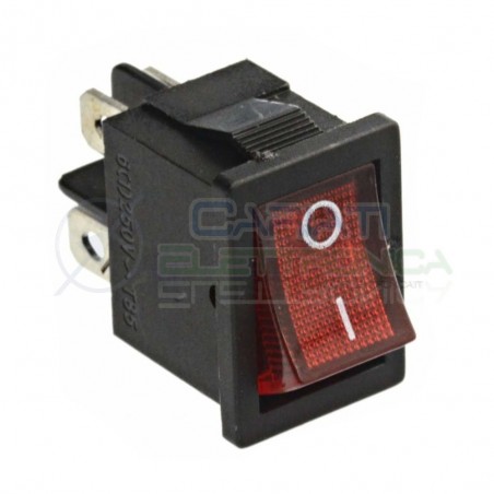 Interruttore Rosso A Bilanciere Bipolare ON OFF 6A 250V Da Pannello Con Luce DPST