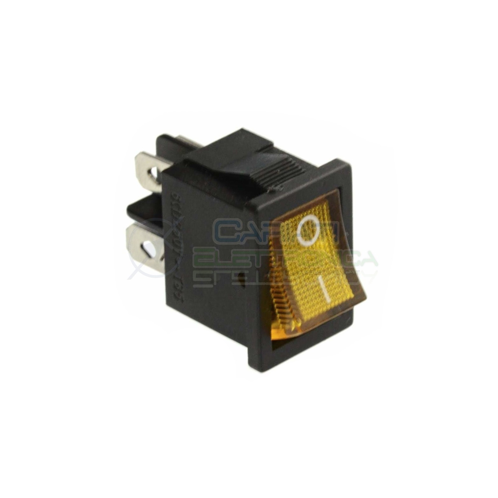 Interruttore Giallo A Bilanciere Bipolare ON OFF 6A 250V Da Pannello Con Luce DPST