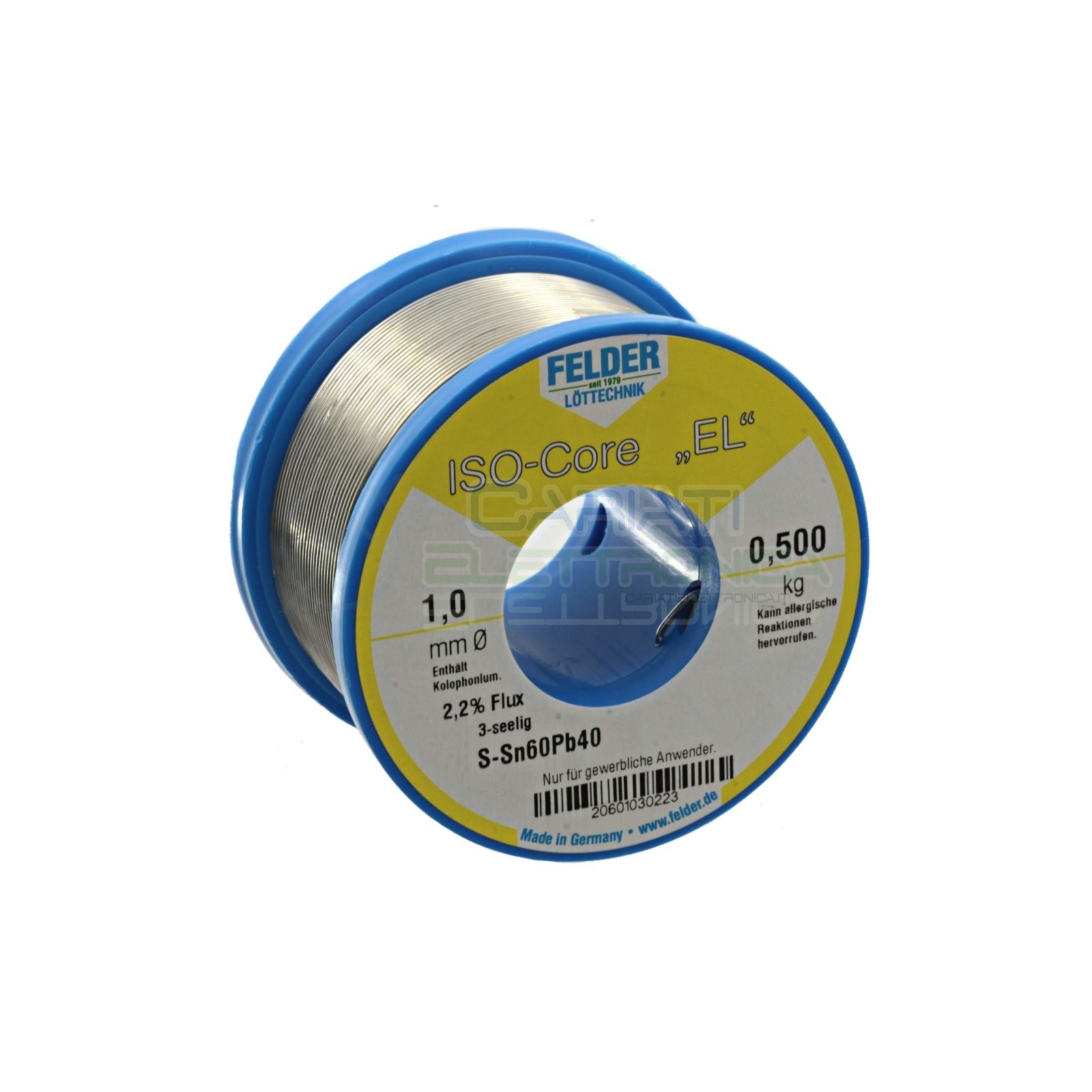 500g Stagno Saldatura Felder 1mm 60/40 Flux 2.2% Sn 60 Pb 40 60-40 Bobina rotolo filo 0.5 kgFelder
