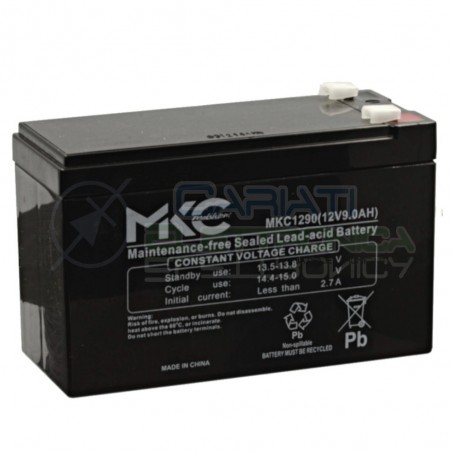 BATTERIA RICARICABILE AL PIOMBO 12V 9Ah per UPS Bici elettriche Allarme MKC1290MKC