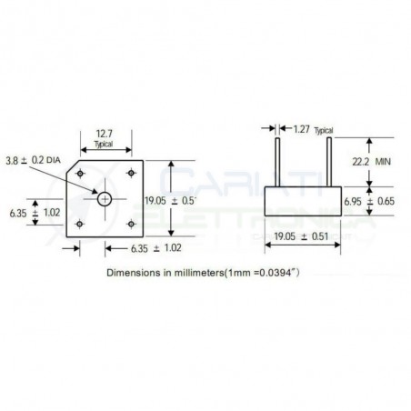 Ponte di diodi KBPC808 8A 800V Raddrizzatore Monofase Sep