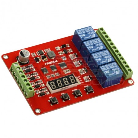 MODULO TEMPORIZZATORE TIMER 12V CON 4 RELE' RELAY 18 FUNZIONIGenerico