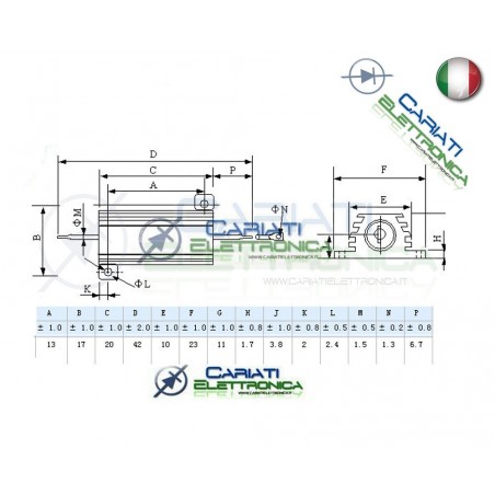 Resistenza Corazzata 3,3 Ohm 10 Watt Corpo In Alluminio 10W 10WattGenerico