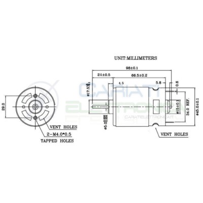 MOTORE MOTORINO ELETTRICO 12V 24V Lunghezza 98mm Diametro 45mmGenerico