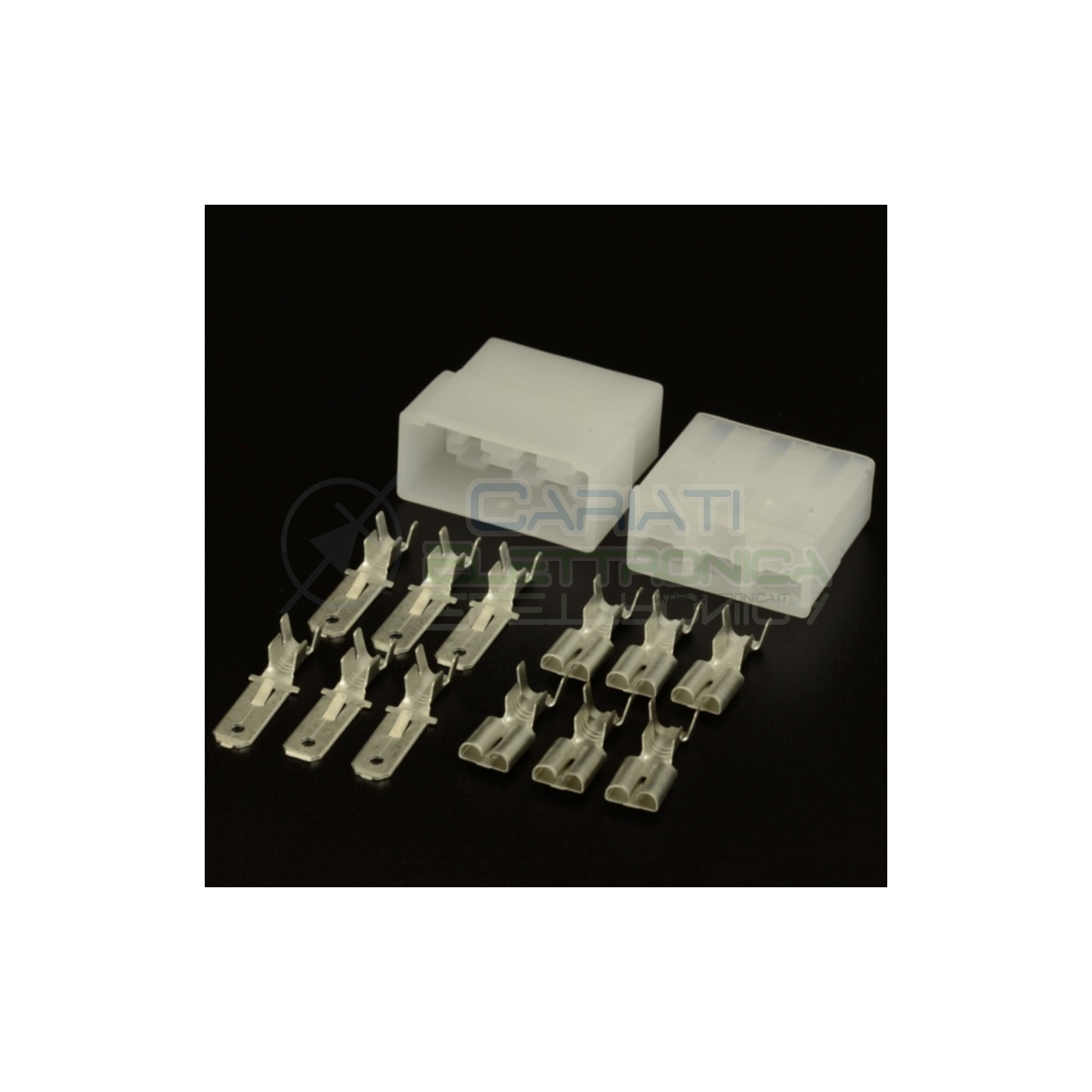 KIT BLOCCHETTI BLOCCHETTO CONNETTORI FASTON 6 POLI 6.35mm MASCHIO FEMMINA