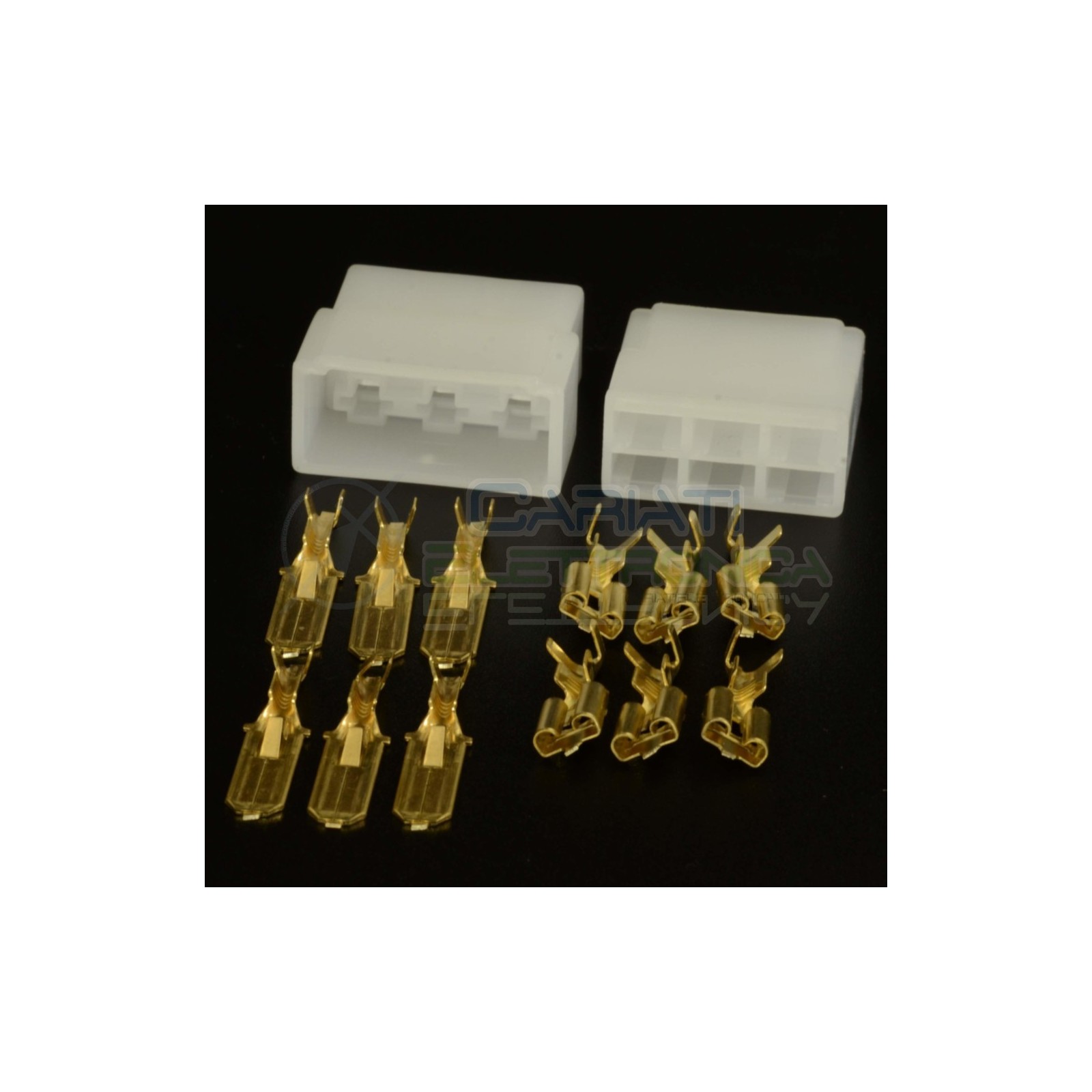 KIT BLOCCHETTI BLOCCHETTO CONNETTORI FASTON 6 POLI 6.35mm MASCHIO FEMMINA