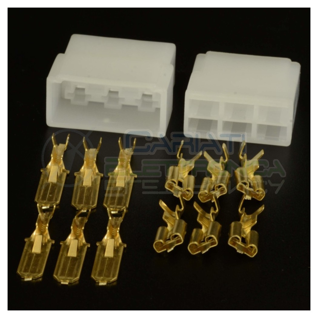 KIT BLOCCHETTI BLOCCHETTO CONNETTORI FASTON 6 POLI 6.35mm MASCHIO FEMMINA
