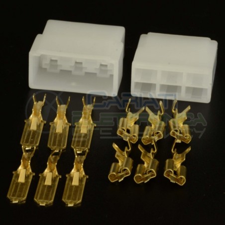 KIT BLOCCHETTI BLOCCHETTO CONNETTORI FASTON 6 POLI 6.35mm MASCHIO FEMMINA