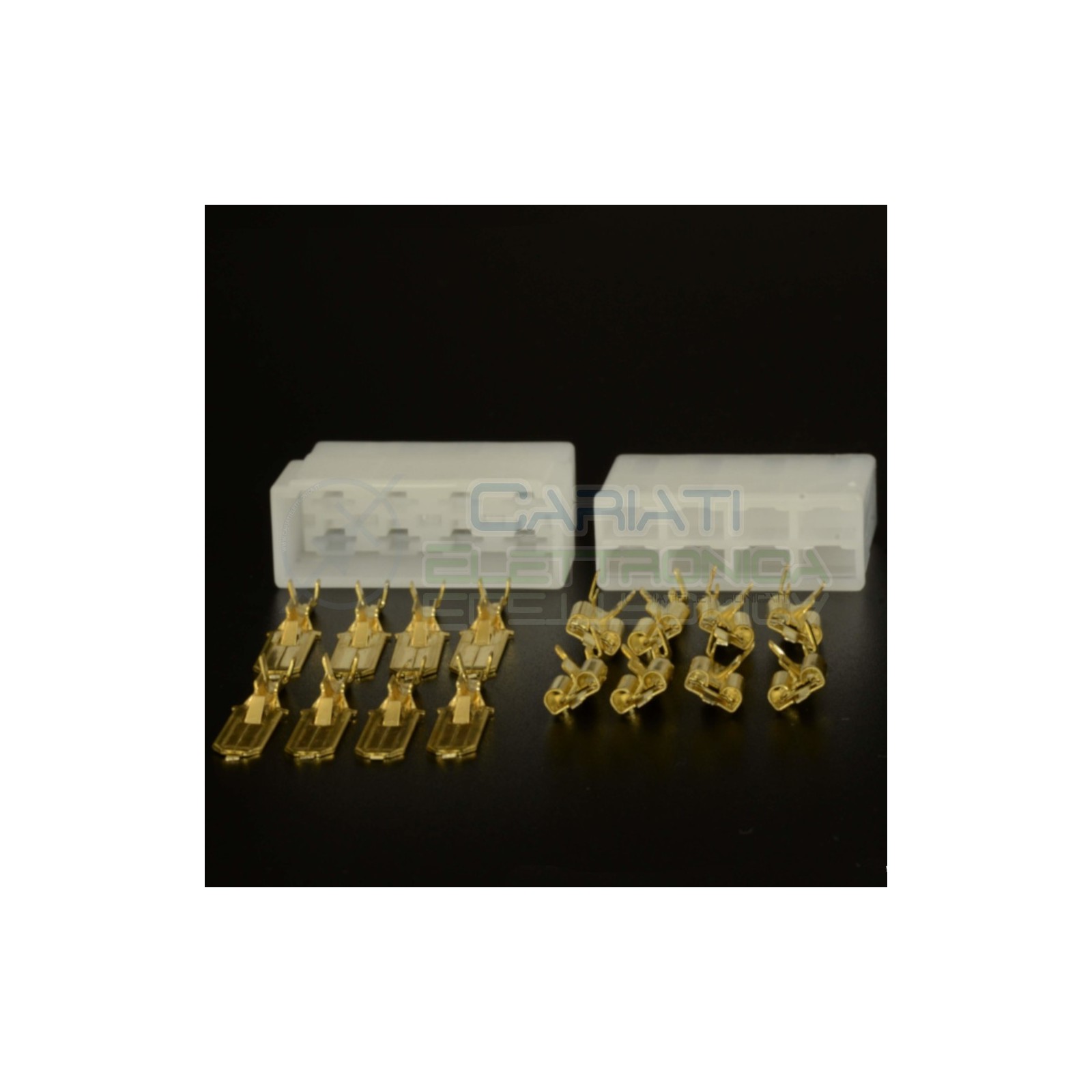 Kit Blocchetti Blocchetto Connettori Faston 8 Poli 6.35mm Maschio Femmina