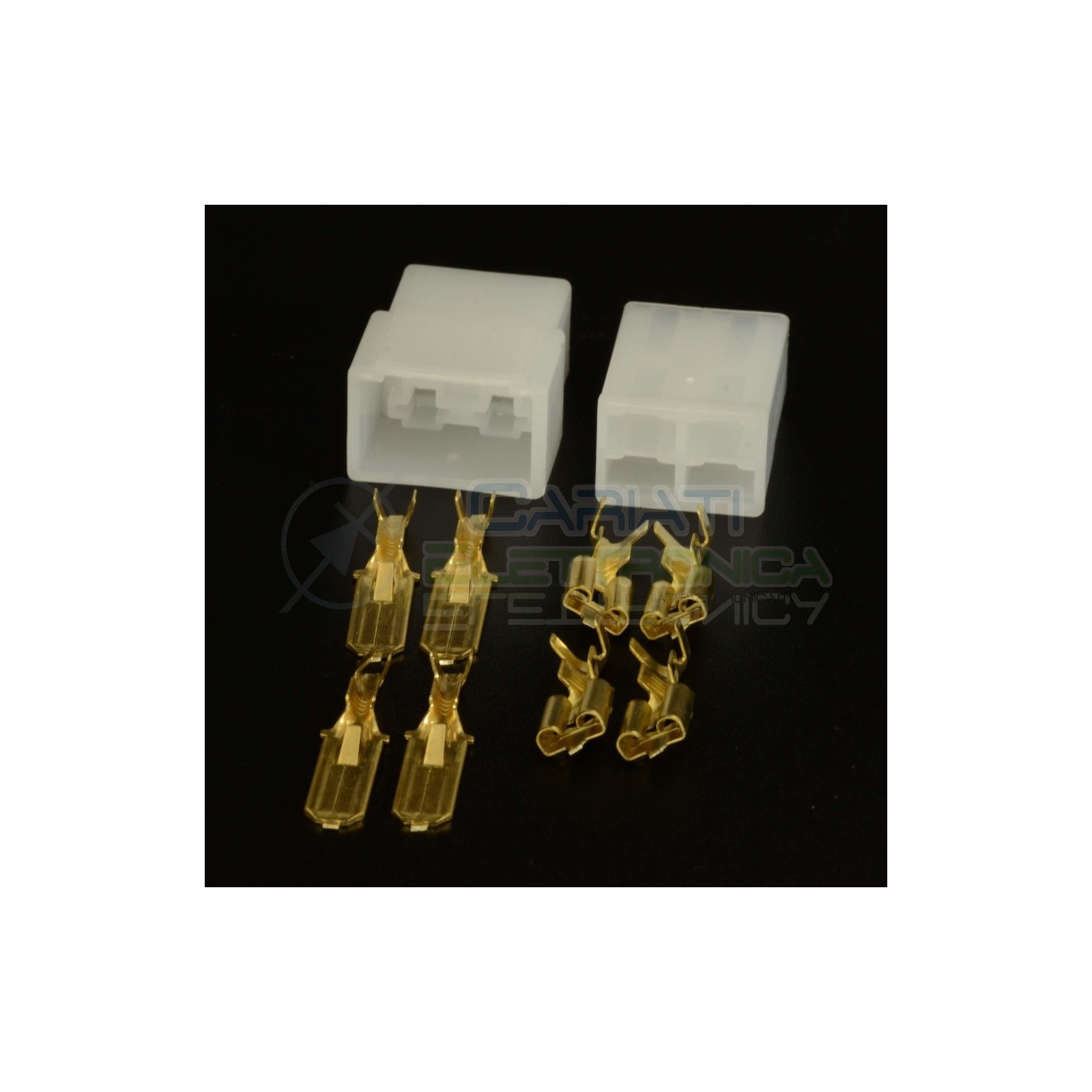 KIT BLOCCHETTI BLOCCHETTO CONNETTORI FASTON 4 POLI 6.35mm MASCHIO FEMMINA