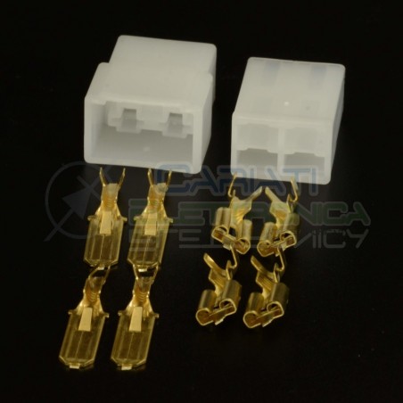 KIT BLOCCHETTI BLOCCHETTO CONNETTORI FASTON 4 POLI 6.35mm MASCHIO FEMMINA