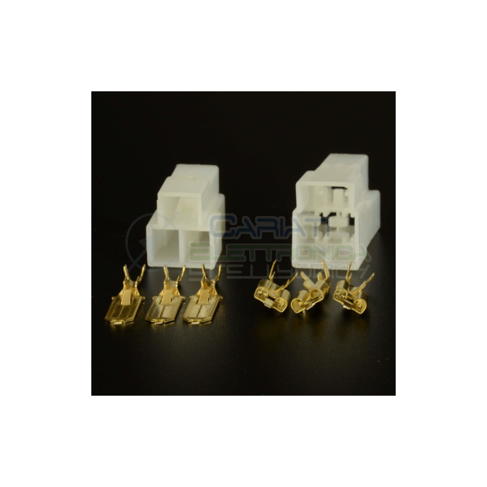 KIT BLOCCHETTI BLOCCHETTO CONNETTORI FASTON 3 POLI 6.35mm MASCHIO FEMMINA