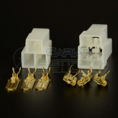 KIT BLOCCHETTI BLOCCHETTO CONNETTORI FASTON 3 POLI 6.35mm MASCHIO FEMMINA