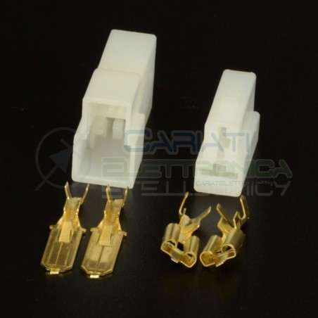Kit Blocchetti Blocchetto Connettori Faston 2 Poli 6.35mm Maschio Femmina