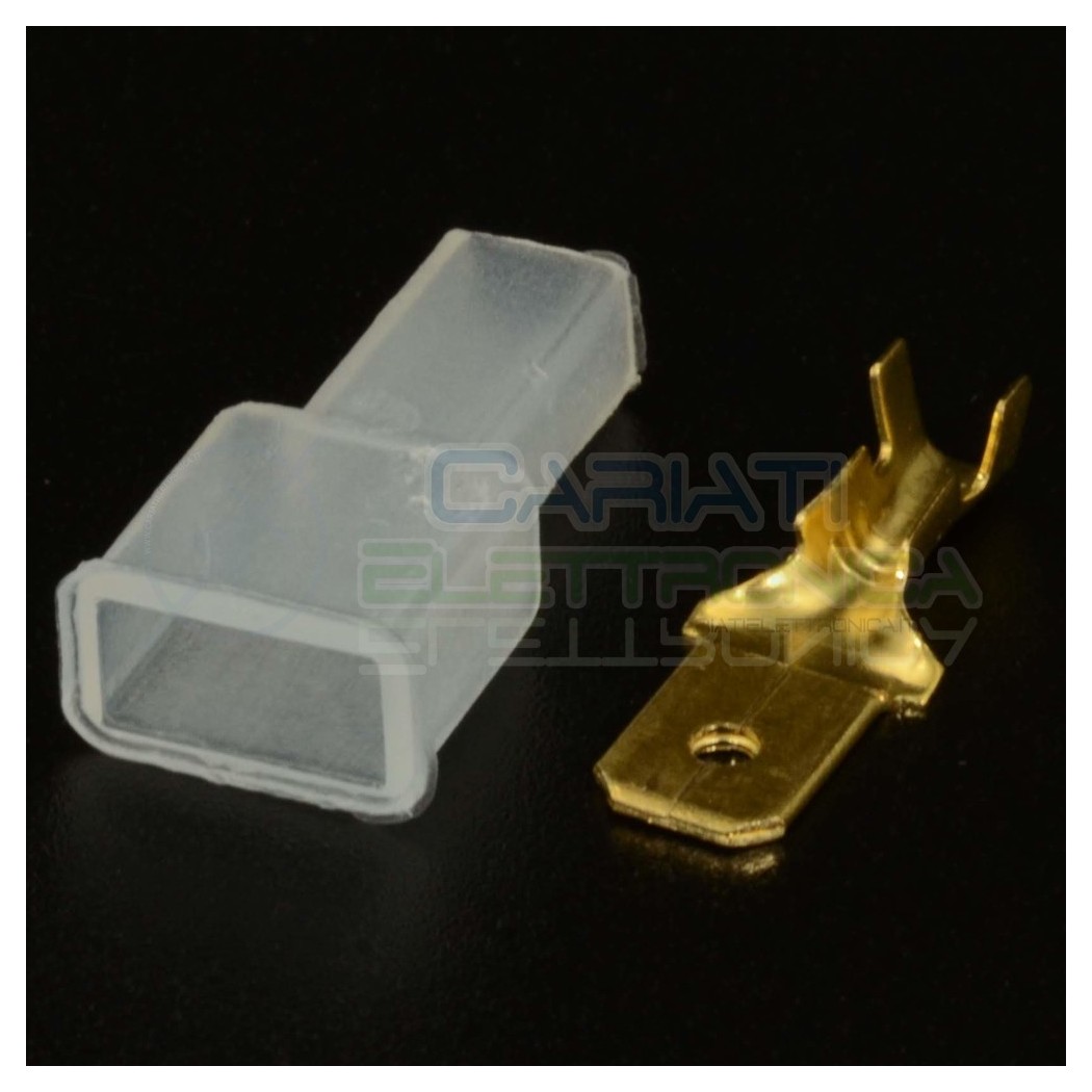 10 PEZZI Faston Maschio 6,3 x 0,8mm con 10 Coprifaston