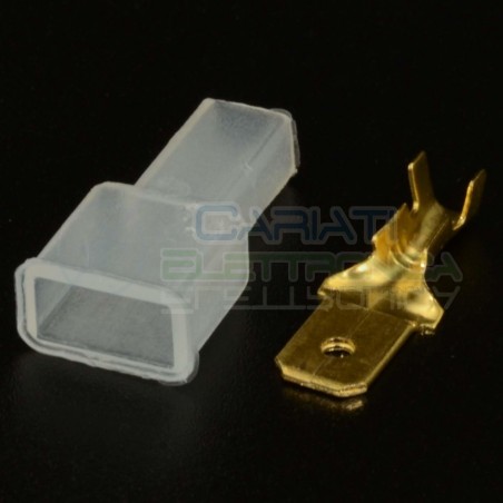 10 PEZZI Faston Maschio 6,3 x 0,8mm con 10 Coprifaston