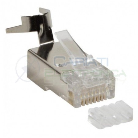 2 PEZZI PLUG CONNETTORE RJ45 CAT 6 6A 7 7A AWG23 AWG22 CAVO LAN SCHERMATO FTP ETHERNET